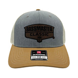 BASSMASTER Leather Classic Shield Richardson 112 Trucker Snapback Grey/Mustard