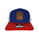 B.A.S.S. Leather Shield Richardson 112 Trucker Snapback Royal/ White/ Red