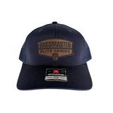 BASSMASTER ELITE SERIES YOUTH Leather Logo Richardson 112 Trucker Snapback Navy